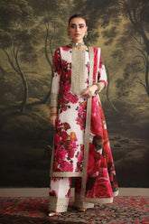 BrandsInn-3PC SHAMOZE SILK PRINTED EMBROIDERED SHIRT WITH SOFT SILK PRINTED EMB DUPATTA & EMB TROUSER BI-1722